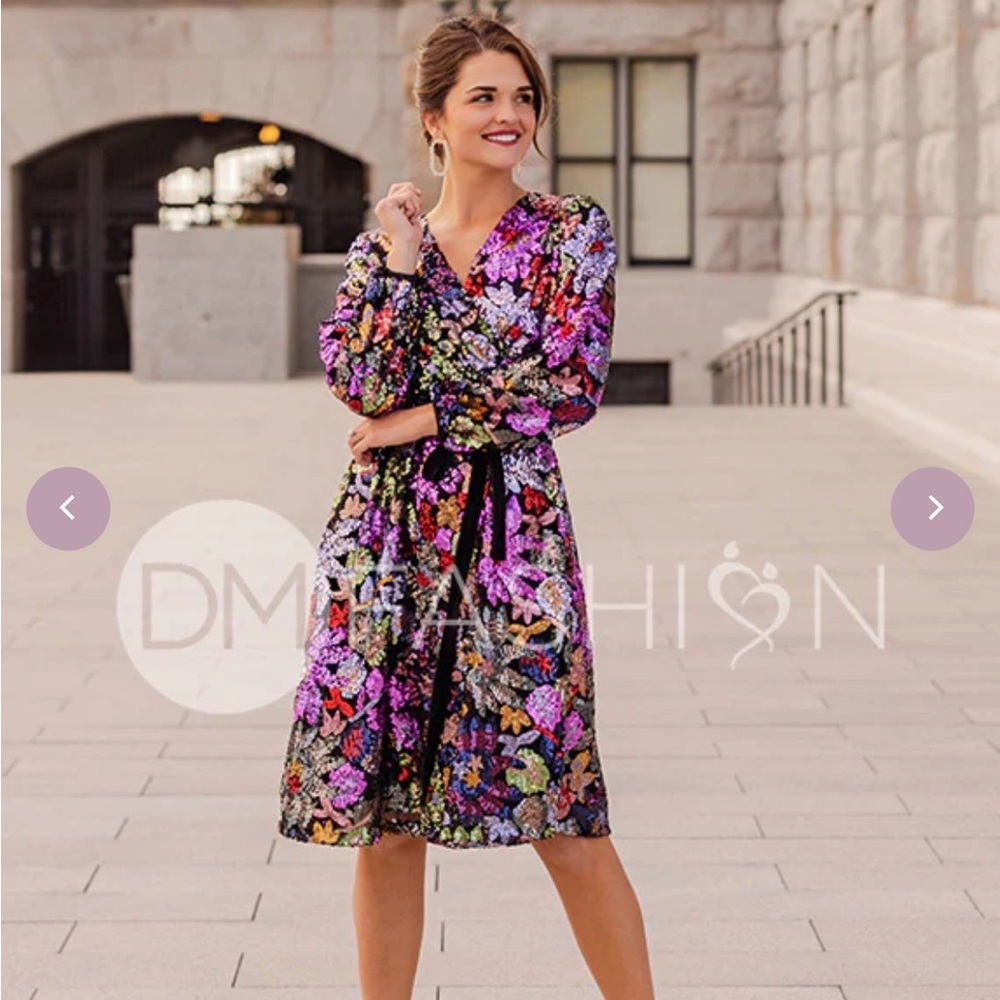 Vibrant Floral Long Sleeve Dress